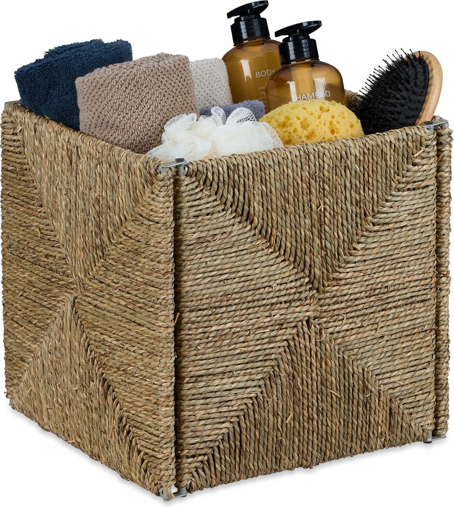 Tároló kosár négyszögletes tengerifűből praktikus dekoratív