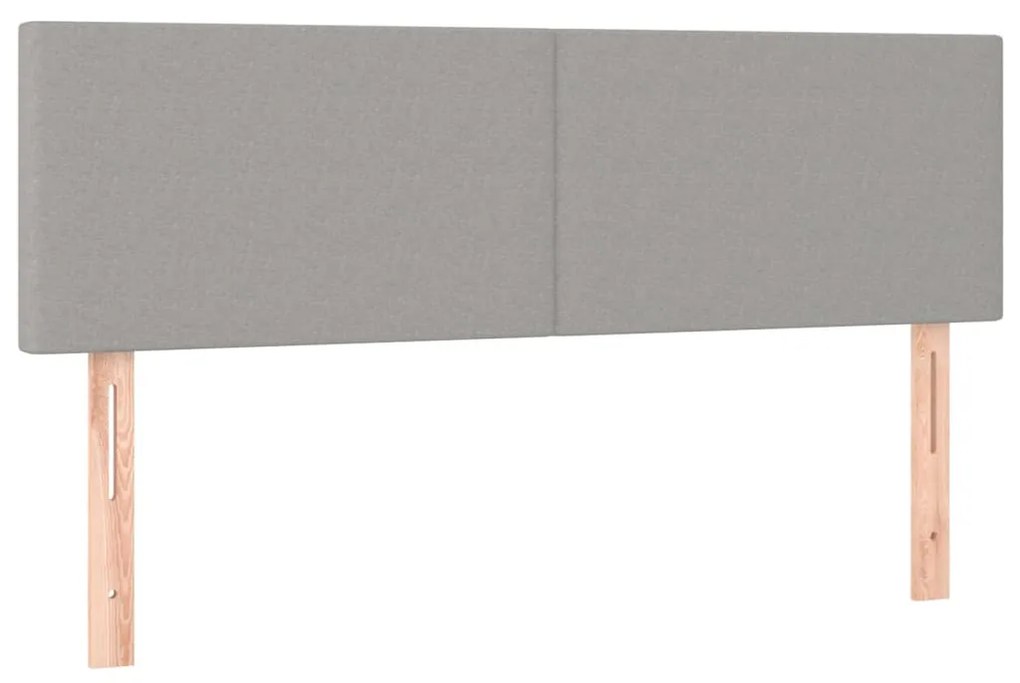világosszürke szövet rugós és LED-es ágy matraccal 140x190 cm