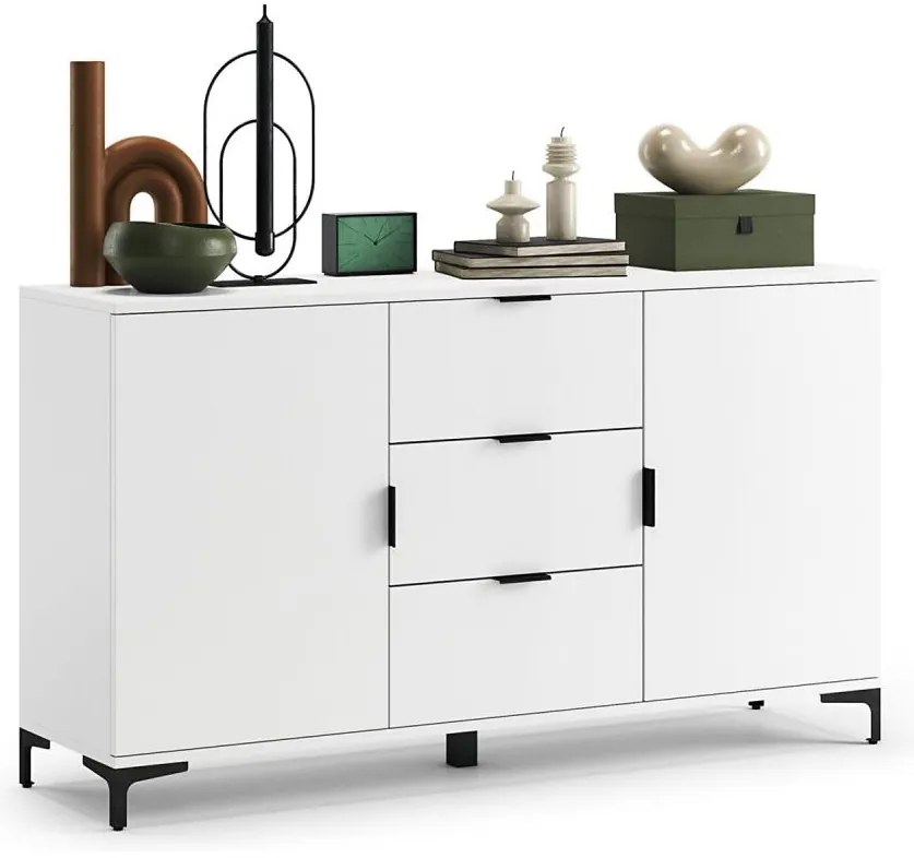 Fehér LORA komód fiókokkal és ajtókkal