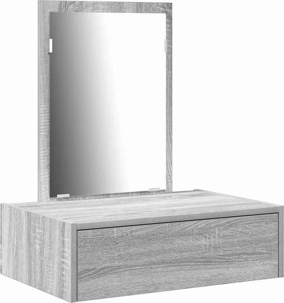 vidaXL Öltözködőasztal fiókkal tükörrel Szürke 60 x 40 x 70 cm Faanyag