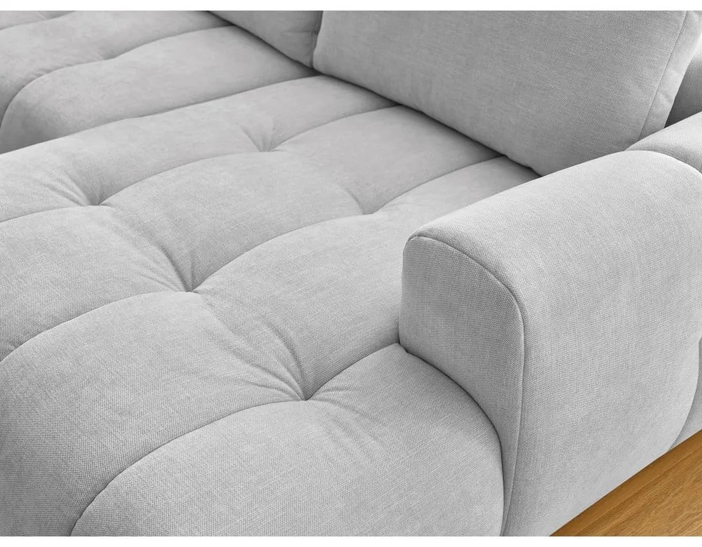 Világosszürke kinyitható-tárolóhelyes sarokkanapé (bal oldali-U alakú) Fuji – Bobochic Paris