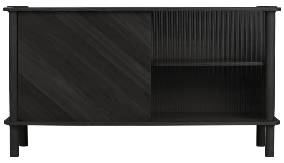 Fekete tölgyfa tálalószekrény tolóajtóval 135x73,5x48 cm Italic – UMAGE