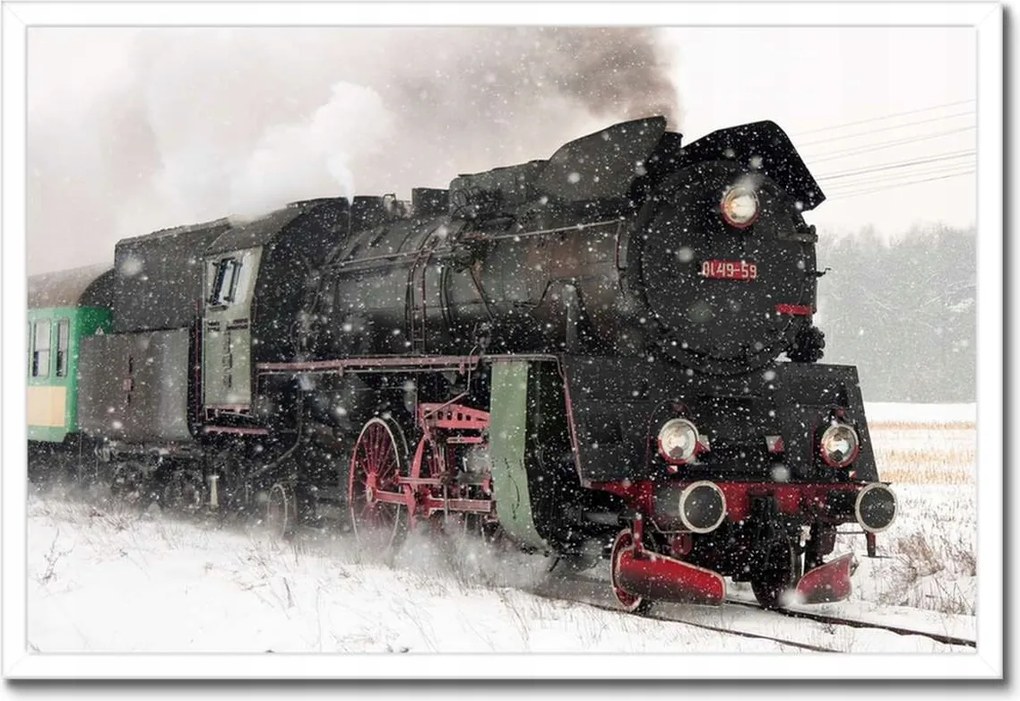 Poszterek keretben 60x40 Vonat Ol49-59 télen