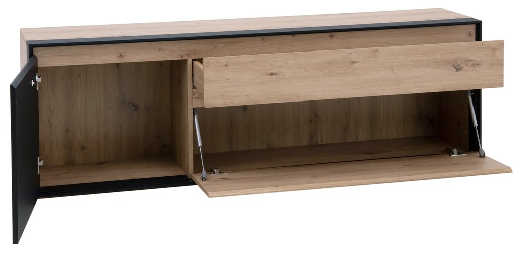 TV asztal/Szekrény Bobbie (artisan tölgy + fekete). 1052779