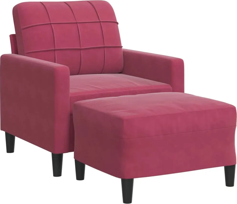 vidaXL bordó bársony kanapéfotel lábtartóval 60 cm