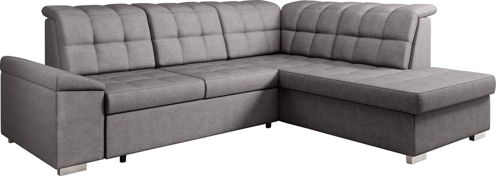 Kinyitható ülőgarnitúra, barnásszürke, jobbos, OREO ROH