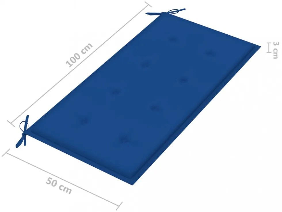 tömör tíkfa kerti pad királykék párnával 112 cm