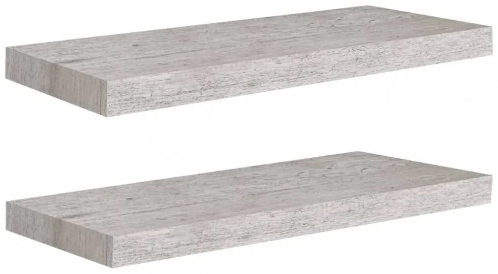 2 db betonszürke MDF lebegő fali polc 60 x 23,5 x 3,8 cm