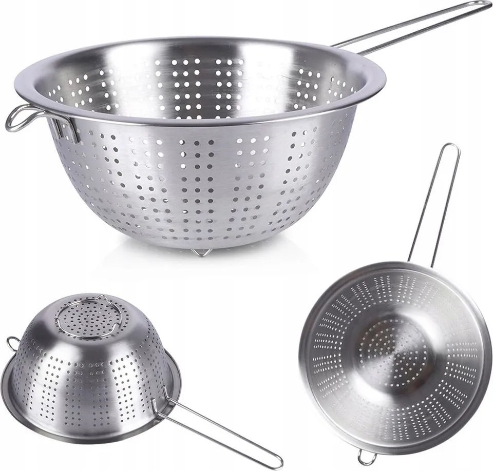 Konyhai Szekrény rozsdamentes acél szűrő nyéllel 21 cm