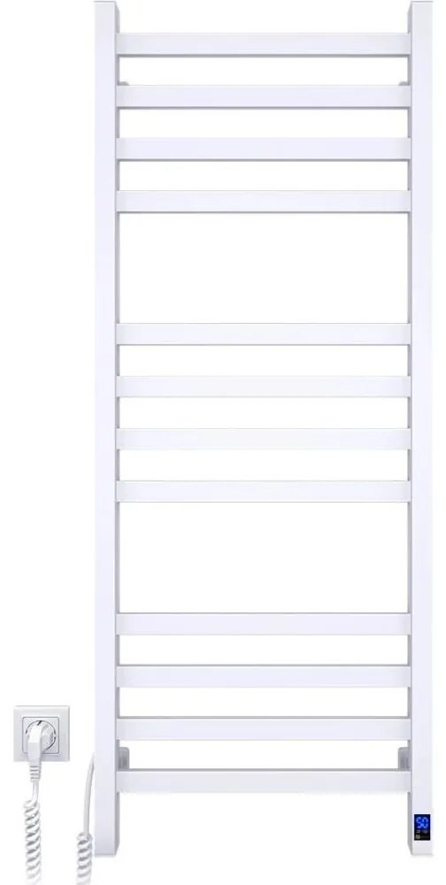 Fürdőszobai törölközőszárító radiátor termosztáttal AVANGARD 459W/230V 120,6 cm IP44 fehér balos