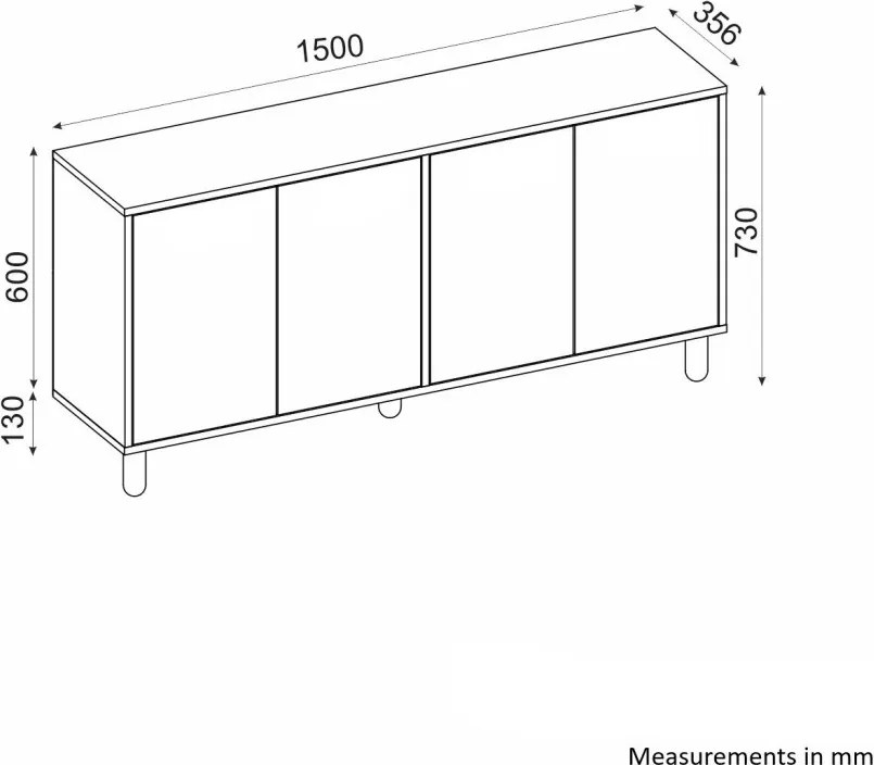 Komód, fehér, 150 cm – TR327ODS1341