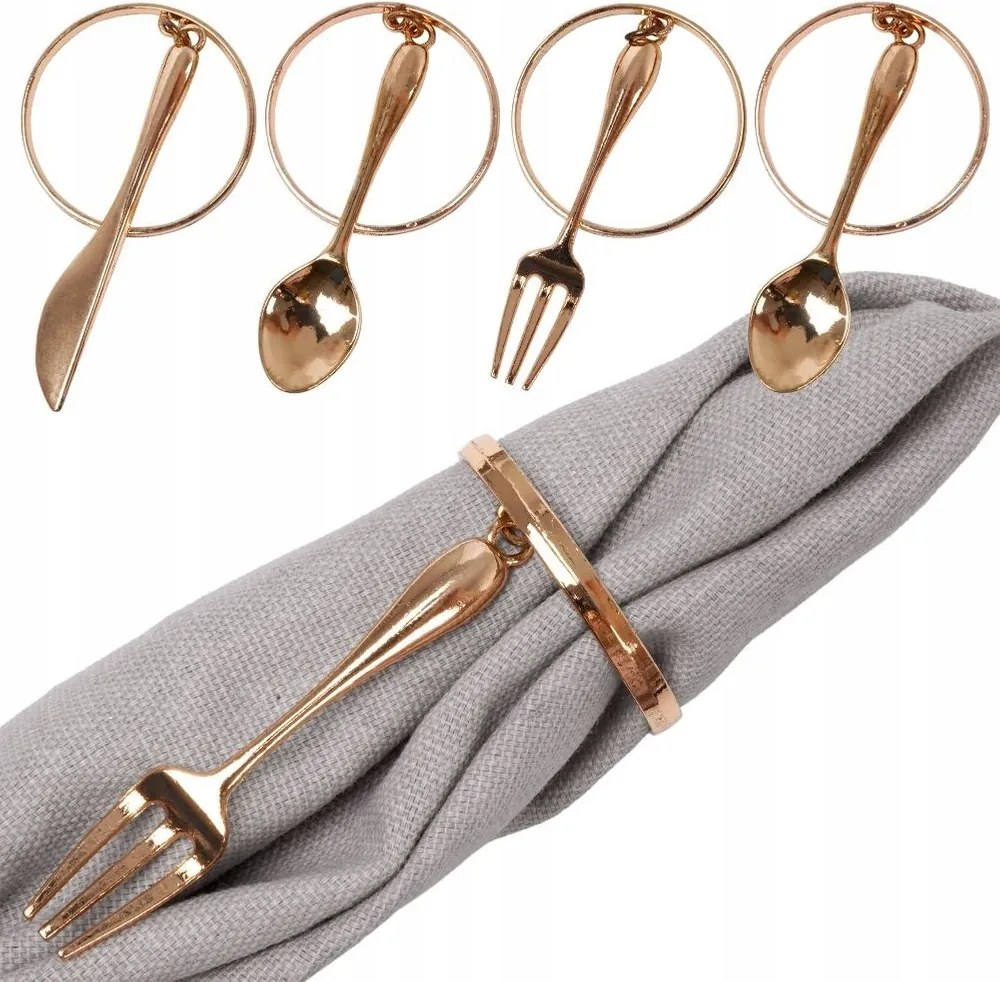 4x Karikagyűrűk Gyűrűk Szalvéták Fém Arany Evőeszköz Szalvéta