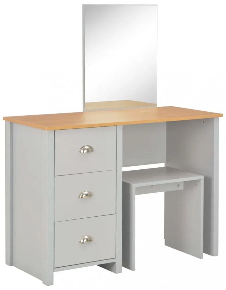 szürke öltözőasztal tükörrel és ülőkével 104 x 45 x 131 cm