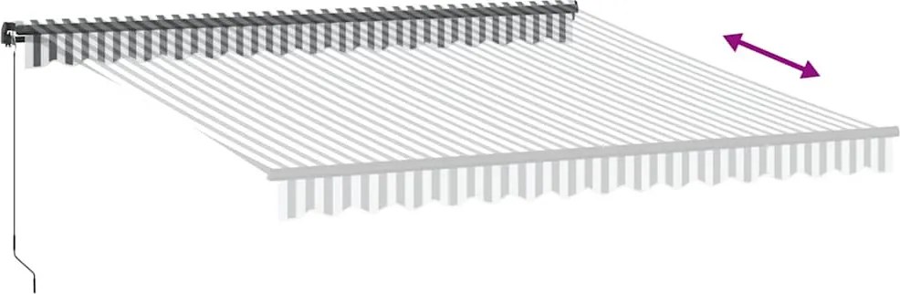 Antracitszürke és fehér kézzel kihúzható napellenző 400x350 cm
