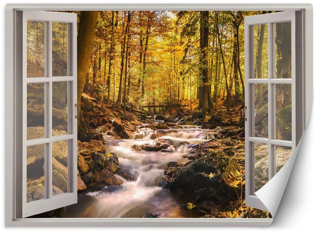 Gario Fotótapéta Ablak - erdei patak Anyag: Vlies, Méret: 210 x 150 cm