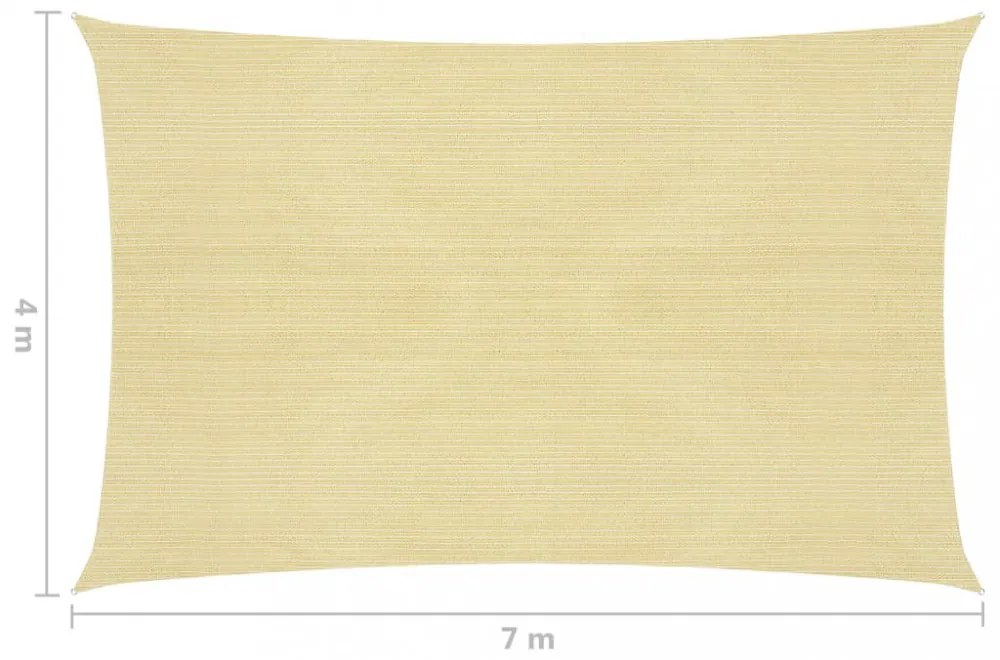 bézs HDPE napvitorla 160 g/m² 4 x 7 m