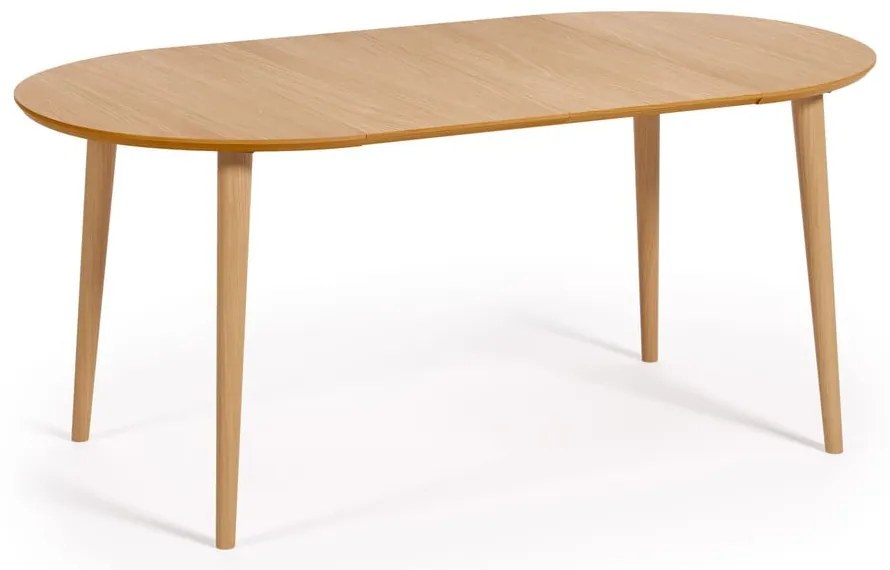 Natúr színű kerek bővíthető étkezőasztal tölgyfa dekorral ø 90 cm Oqui – Kave Home