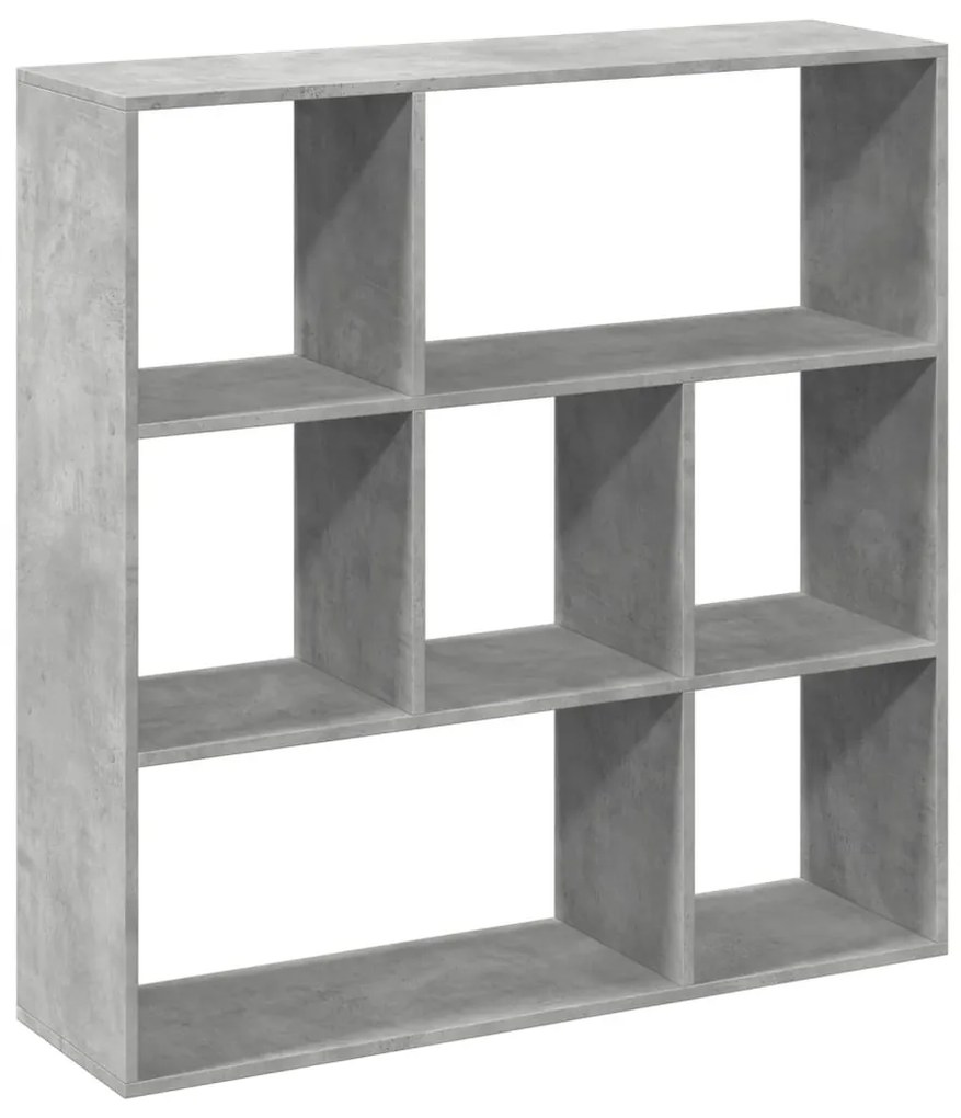 betonszürke szerelt fa elválasztó könyvespolc 102x29x103,5 cm