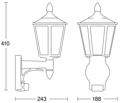 STEINEL 617813 -Érzékelő fali lámpa L 15 1xE27/60W fekete