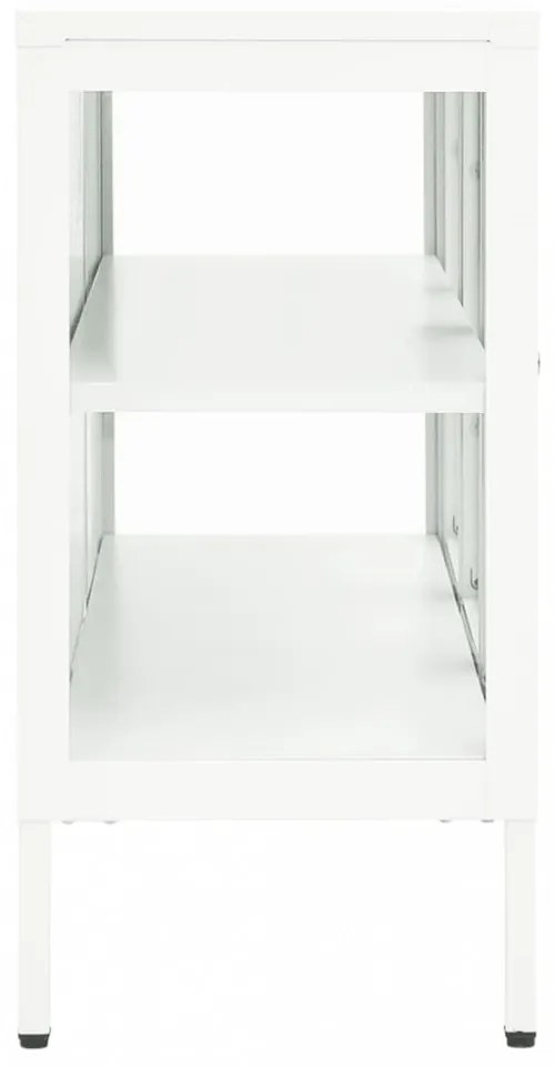 fehér acél és üveg tálalószekrény 105 x 35 x 70 cm
