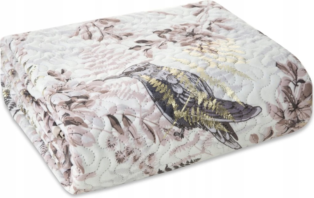 Ágytakaró Poly 170x210 virág gallyak madarak steppelt glamour boho