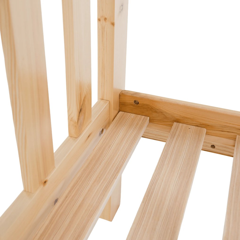 Kinyitható emeleteságy, természetes tűnyalábos fenyő, LUINI