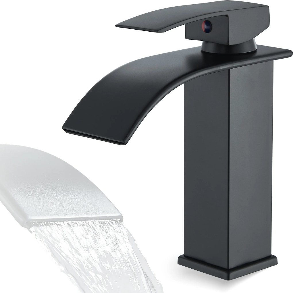 Asztali mosdó csaptelep fekete matt Rivus alacsony sárgaréz csaptelep Plus