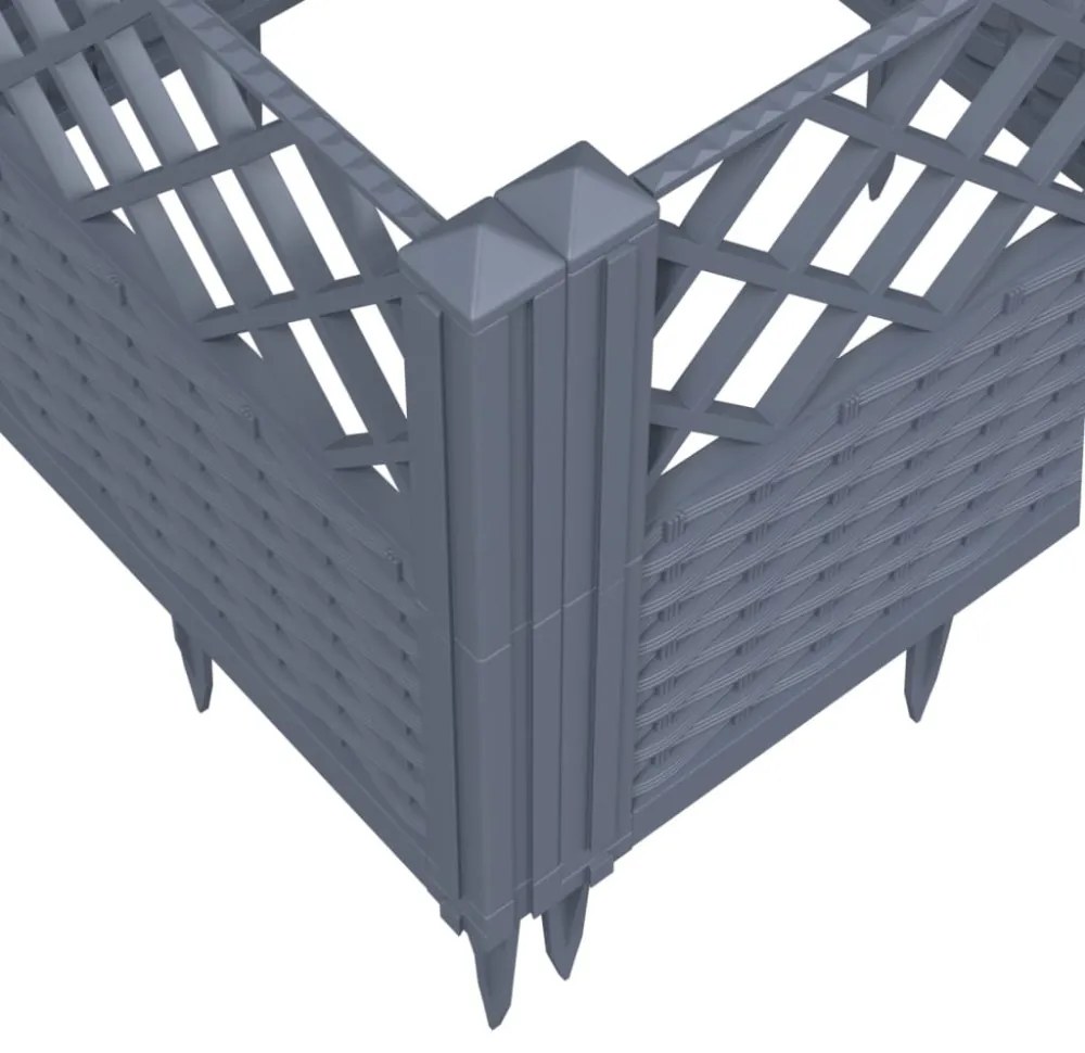 szürke PP kerti virágláda cövekekkel 123,5 x 43,5 x 43,5 cm
