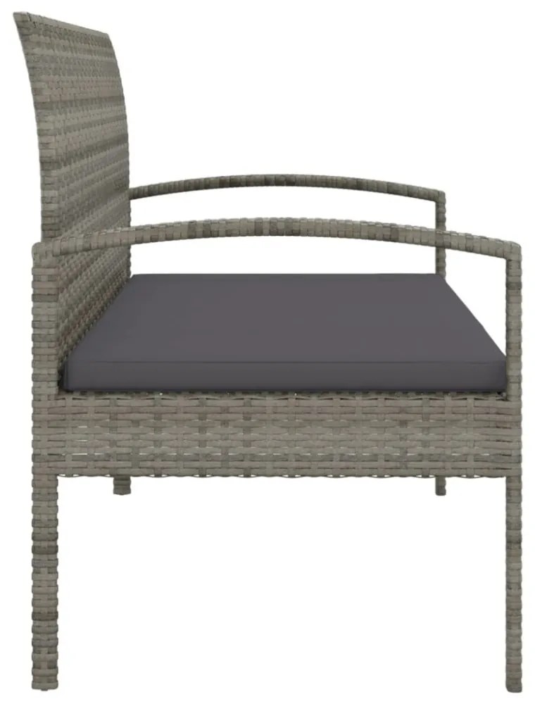 szürke polyrattan kerti pad párnával 105 cm