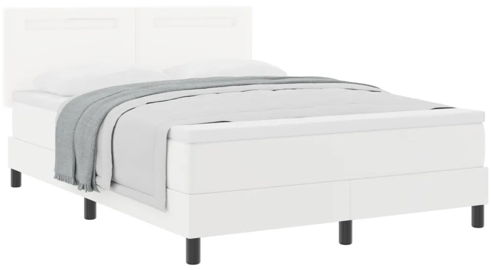 Boxspringágy Matracokkal Fehér 160 x 200 cm, Műbőr