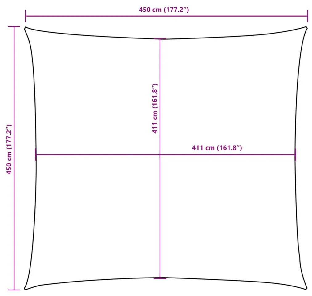 terrakotta négyzet alakú oxford-szövet napvitorla 4,5 x 4,5 m