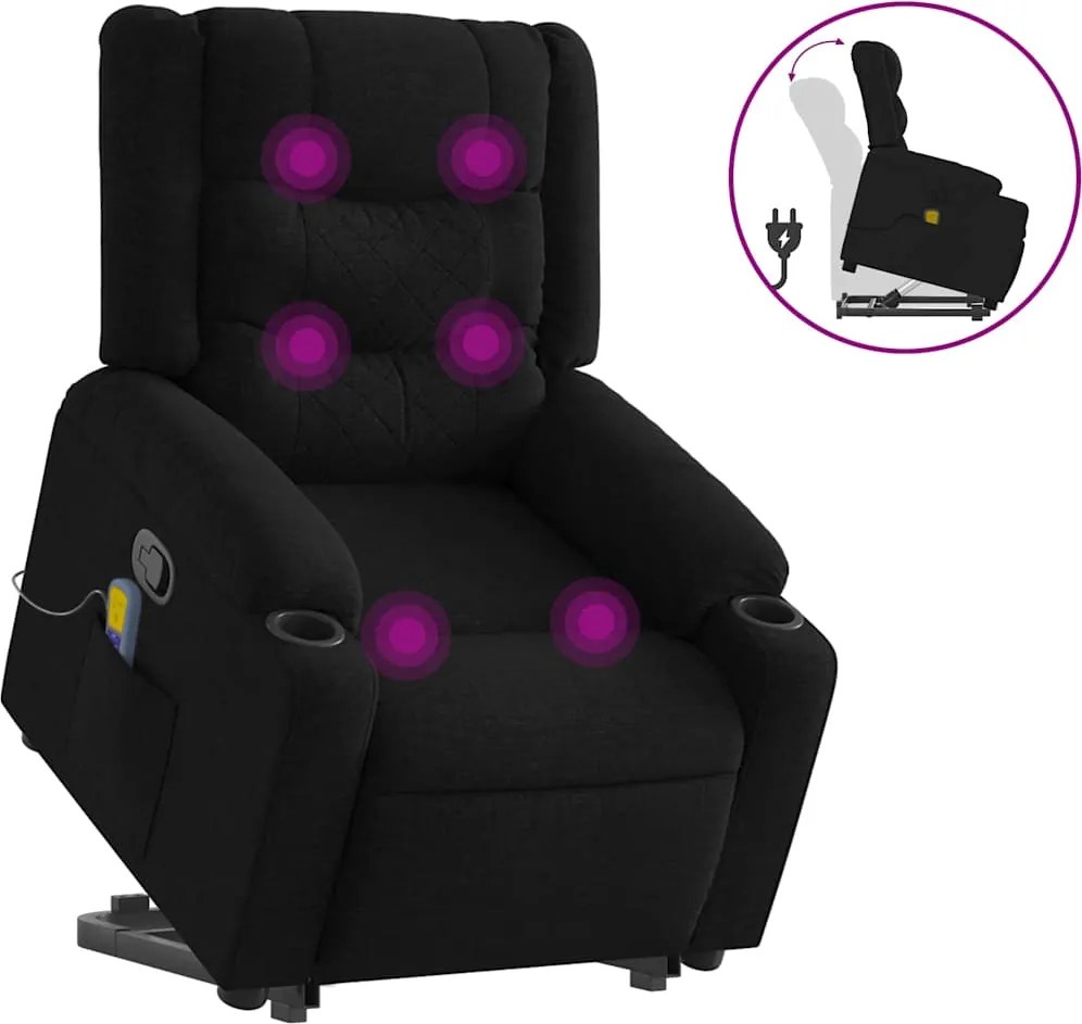 vidaXL fekete szövet dönthető masszázs- és állófotel