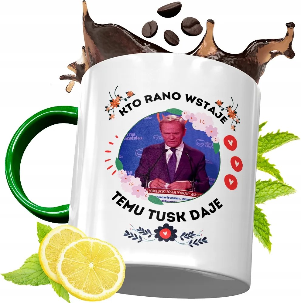 Donald Tusk Zöld Bögre Ajándék Nyomtatott Fotóval