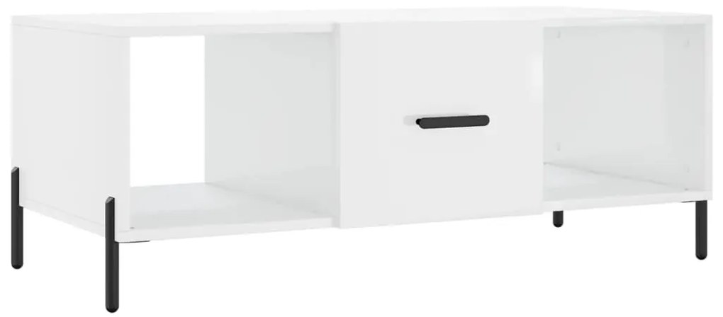 Magasfényű fehér szerelt fa dohányzóasztal 102 x 50 x 40 cm