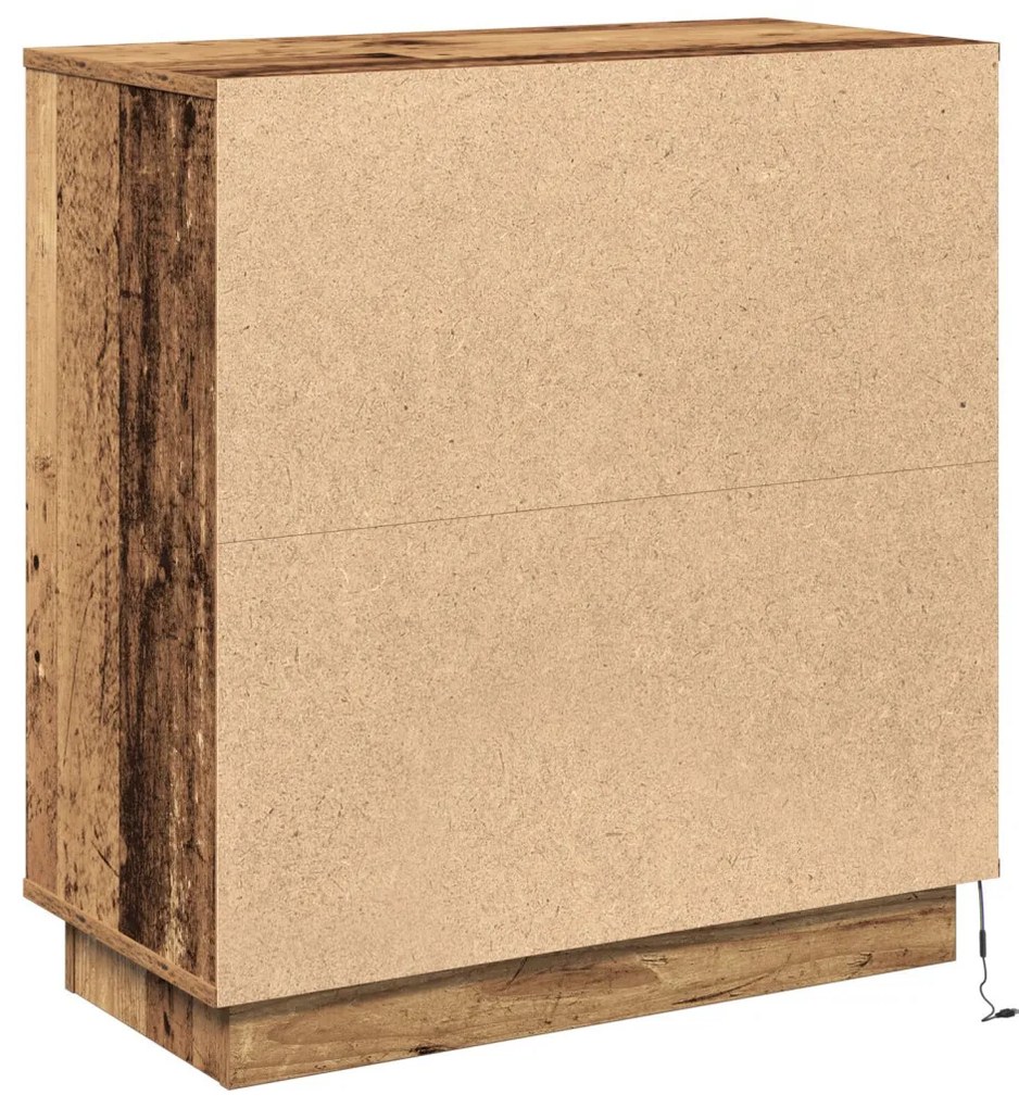 LED-es oldalszekrény Régi fa 71x34,5x75 cm Műszaki fa