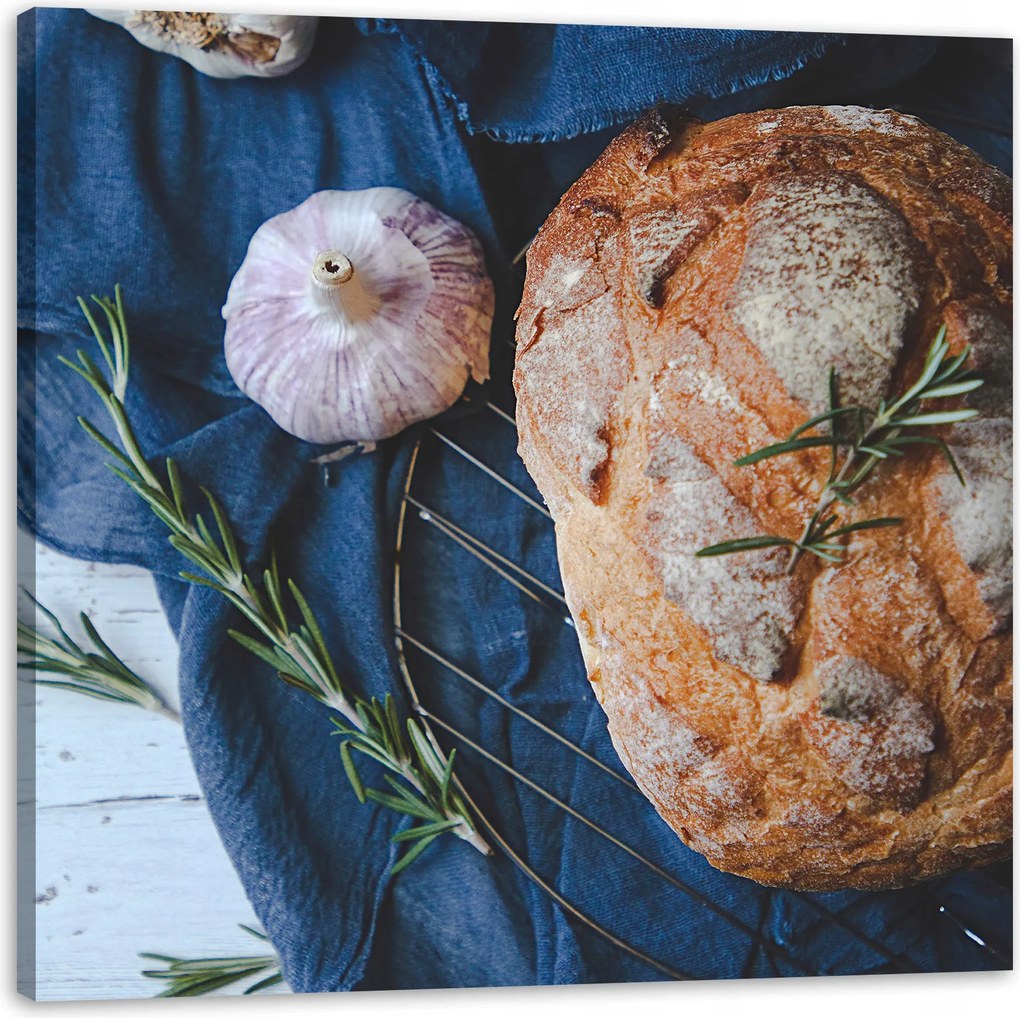 Vászonkép Kenyér Fokhagyma Reggeli Rozmaring Vintage 60x60