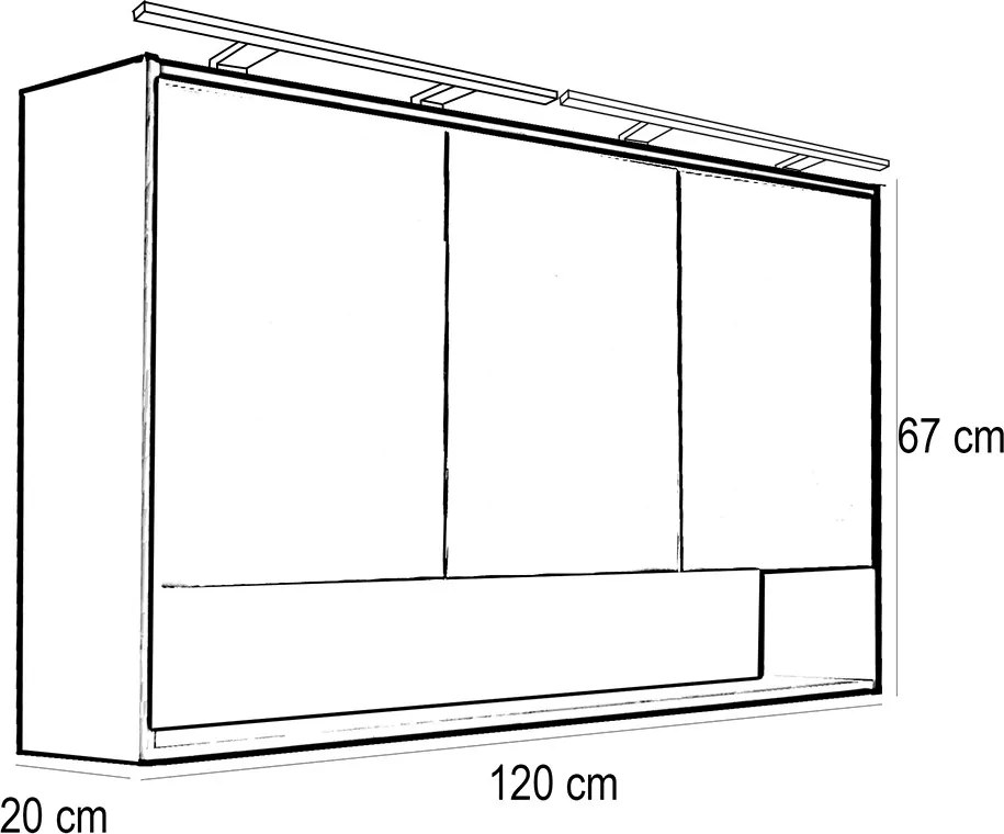 Luna 120 felső tükrös szekrény fehér