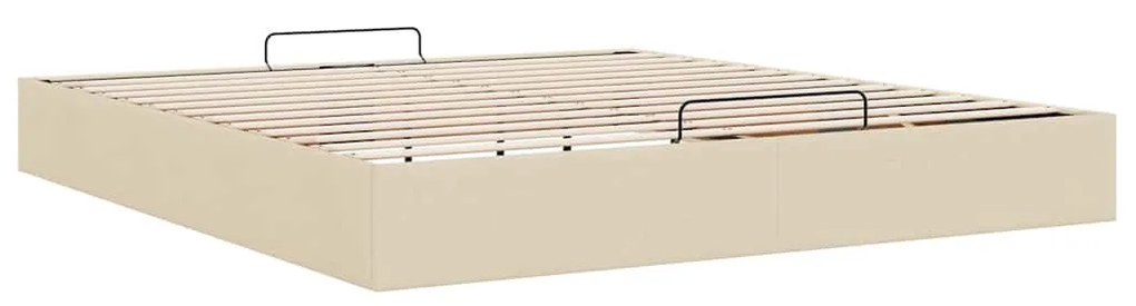 Ottomán krémszínű szövet ágykeret matrac nélkül 200 x 200 cm