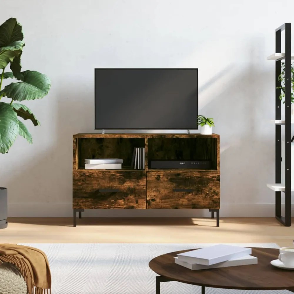 füstös tölgy színű szerelt fa TV-szekrény 80 x 36 x 50 cm