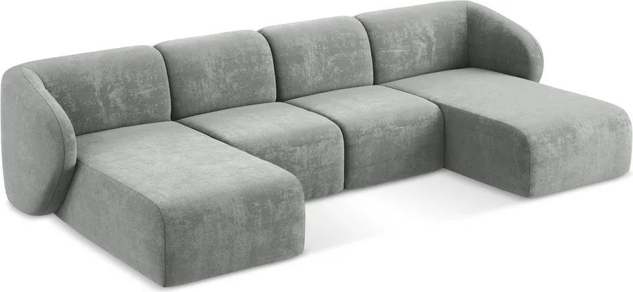 Szürke zsenília (U alakú) sarokkanapé Lani – Makamii