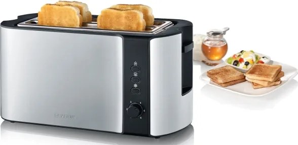 Severin AT 2590 - 4 szeletes kenyérpirító 1400W/230V rozsdamentes acél/fekete