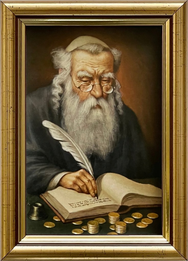 Vászonkép 18x13 Pénzszámláló Zsidó Arany Díszített Fa Keret