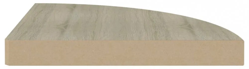 tölgyszínű MDF lebegő sarokpolc 35 x 35 x 3,8 cm
