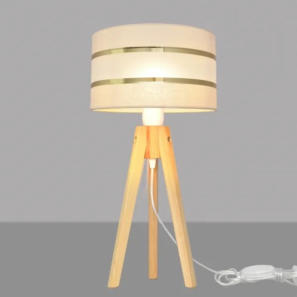 Asztali lámpa HELEN 1xE27/15W/230V krémes/arany/fenyő