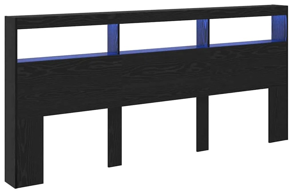 Fejtámla polcokkal Fekete tölgy 220 x 17 x 102 cm Faanyag