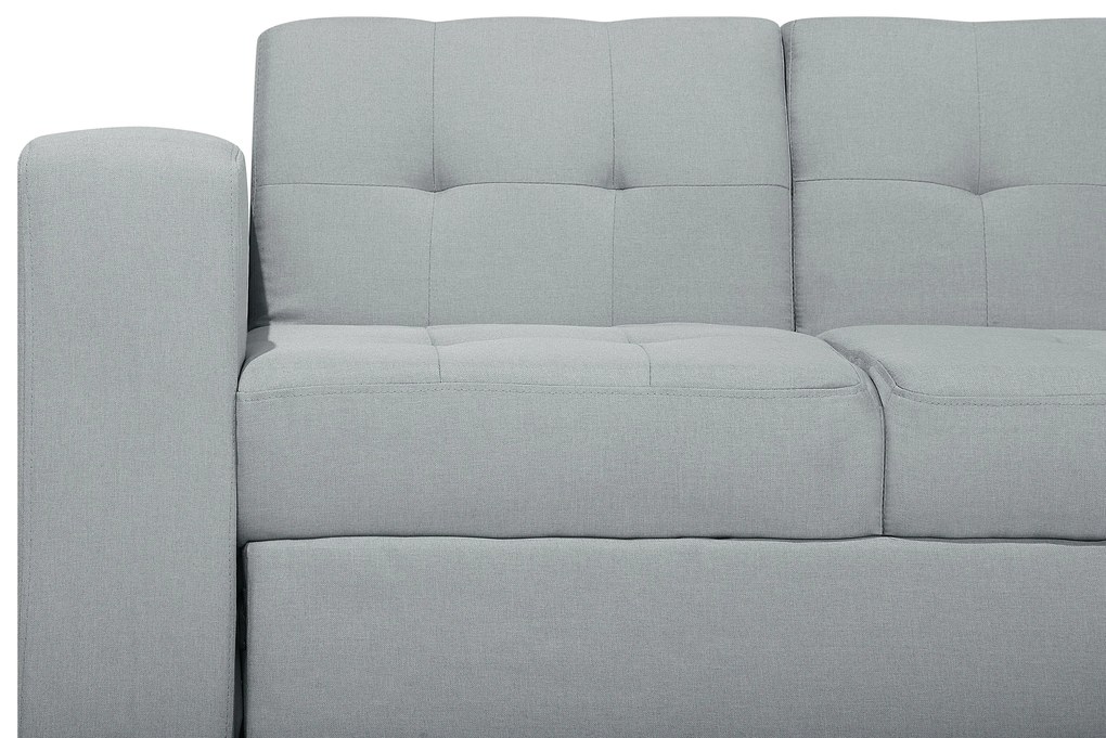 Világosszürke Dekoratív Ágyneműtartós Kanapéágy Ottománnal FALSTER Beliani