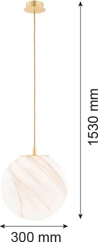 Argon 8448 - Csillár zsinóron ALMIROS 1xE27/15W/230V átm. 30 cm alabástrom arany