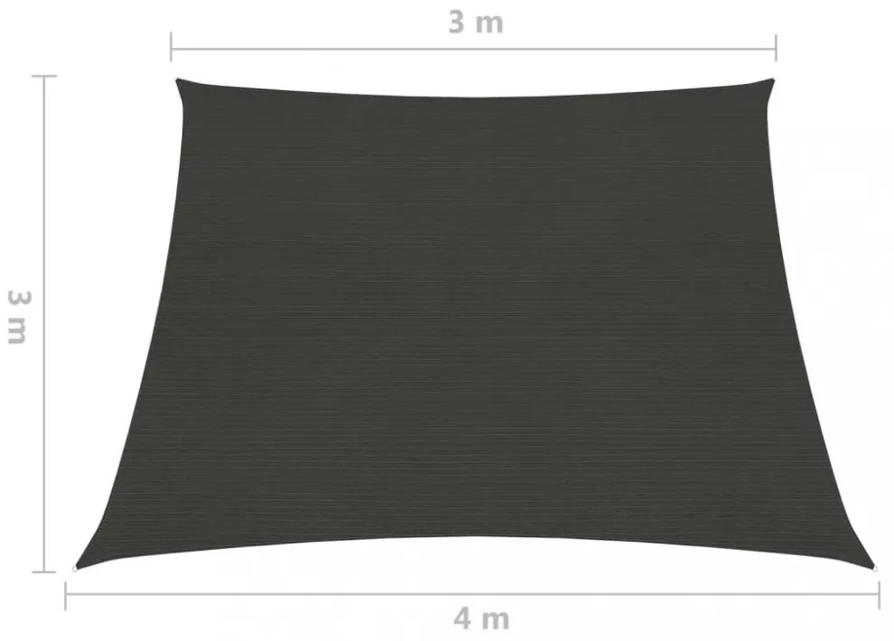 antracitszürke HDPE napvitorla 160 g/m² 3/4 x 3 m