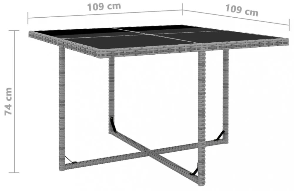 9 részes antracitszürke polyrattan étkezőszett párnákkal