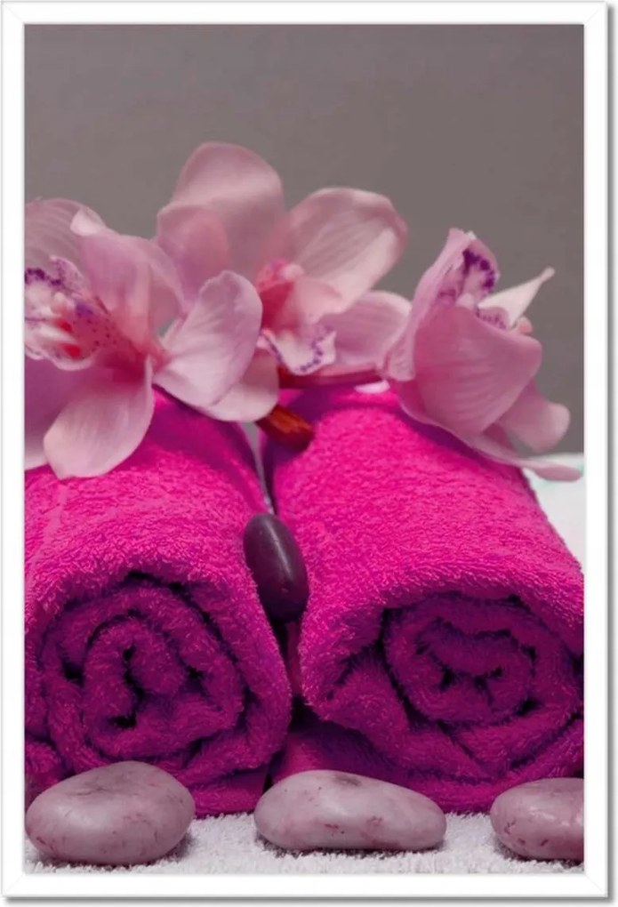 Poszterek keretben 40x60 Lila törölköző Virág